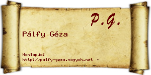 Pálfy Géza névjegykártya